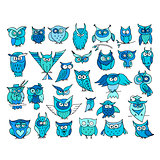 Set of funny owl collection for your design