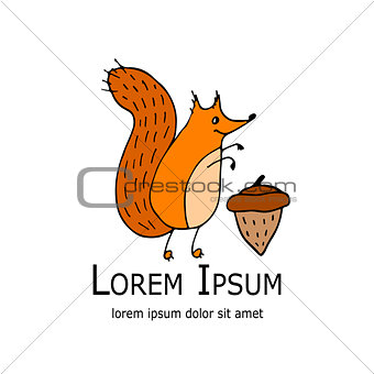 Funny squirrel with nut for your design