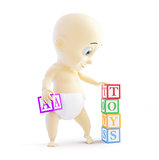 baby 3d alphabet blocks on a white background