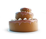Chocolate cake. 3d Illustrations on a white background