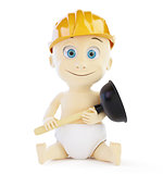 child plumber 3d on a white background