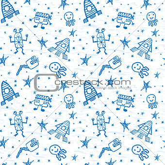 vector hand drawn doodles cartoon set of Space objects