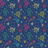 Colorful vector hand drawn doodles cartoon set of Space objects