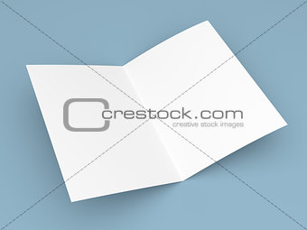 Blank folded flyer, booklet, postcard, business card or brochure