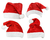 Set of Santa Claus red hats
