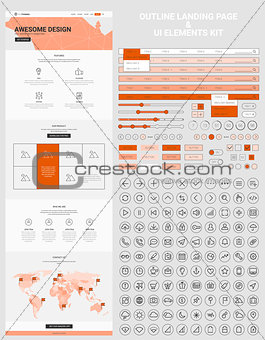 One Page Website and Mobile Apps Wireframe Kit