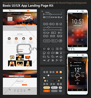 Flat design responsive pixel perfect UI mobile app and website template