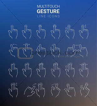 Outline stroke multitouch gesture hand icons