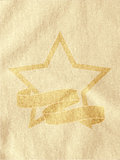 Vintage star and banner on brown crumpled material