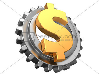 dollar and gear wheel