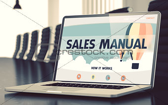Sales Manual Concept on Laptop Screen.