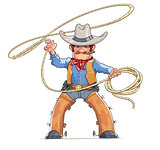 Cowboy with lasso. American Western character.
