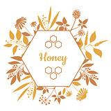 Honey Label with plants and flowers