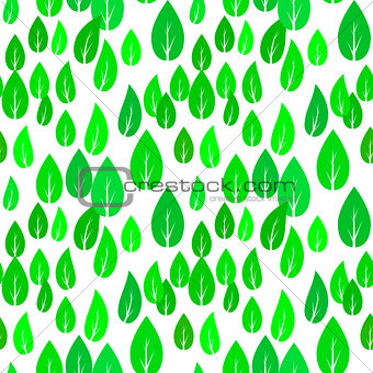 Summer Green Different Leaves Seamless Pattern