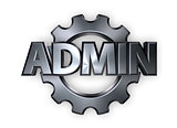 the word admin and gear wheel - 3d rendering