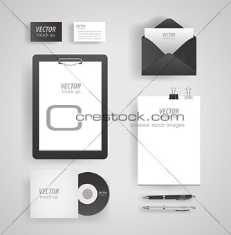 Premium corporate identity template set. Business stationery mock-up with logo .  of envelope, card, folder, etc. Vector illustration.