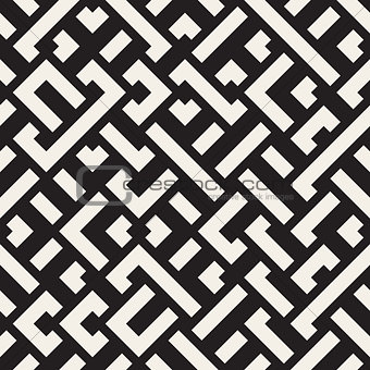 Vector Seamless Black and White Diagonal Maze Lines Geometric Pattern