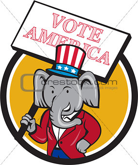 Republican Elephant Mascot Vote America Circle Cartoon