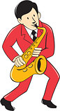 Musician Playing Saxophone Cartoon