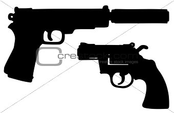 Revolver and handgun with the silencer