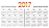 Calendar grid for 2017 with Spain flag colors