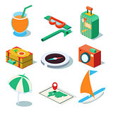 Travel Objects Icon Set Flat 3d Isomectric Modern Design Template