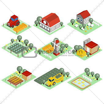 Detailed Illustration of a Isometric Farm