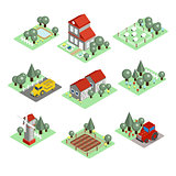 Detailed Illustration of a Isometric Farm