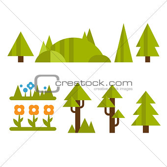 Trendy and Beautiful set of Flat Forest Elements