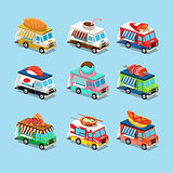 Vans with Food in Style an Isometric