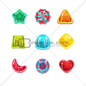 Glossy Colourful Candies of Various Shapes
