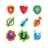 Weapon and Shield Icons Set for Games