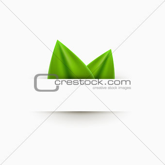 Green realistic leaf paper banner abstract background