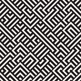 Vector Seamless Black and White Diagonal Maze Lines Geometric Pattern