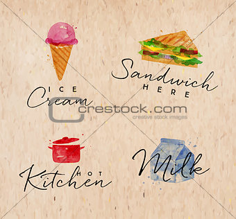 Watercolor label sandwich kraft