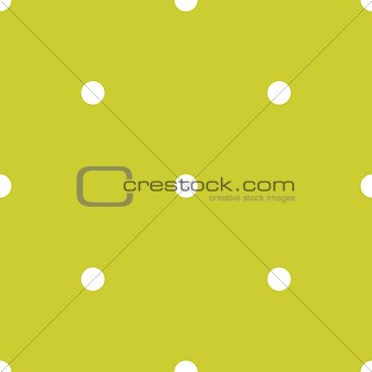 Tile vector pattern with white polka dots on green background