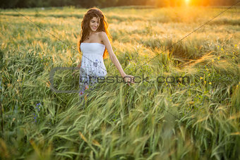 Girl in rye field