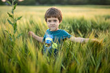 Child in rye field
