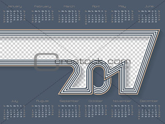 Striped calendar for 2017 with place for photo
