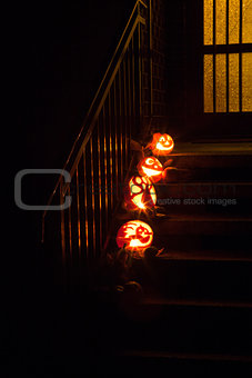 Pumpkins on door steps