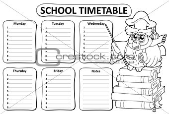 Black and white school timetable theme 9