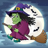 Witch on broom theme image 2