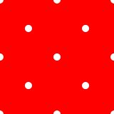 Tile vector pattern with white polka dots on red background
