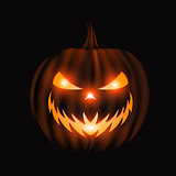 Jack o lantern face halloween background isolated on black