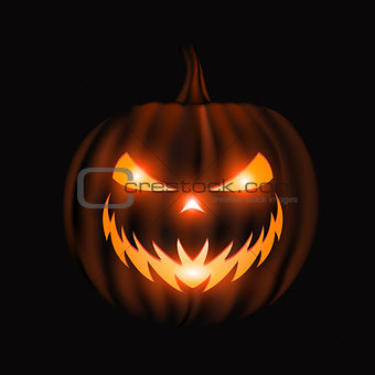 Jack o lantern face halloween background isolated on black