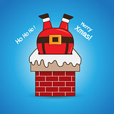 Cartoon Santa Claus in chimney