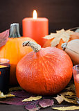 Halloween pumpkins and candles 