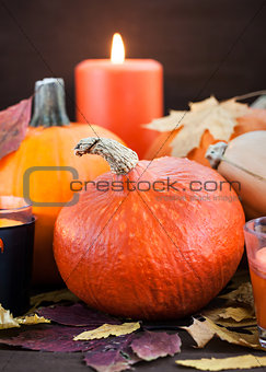 Halloween pumpkins and candles 