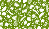 Tropical plants, seamless pattern