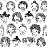 Cute girls, seamless pattern for your design